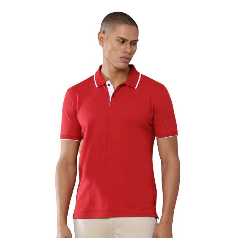 Heather Red Jacquard Polo